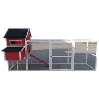 Omitree Deluxe Large 122" Wood Chicken Coop Backyard Hen House with 4 Nesting Box Outdoor Run
