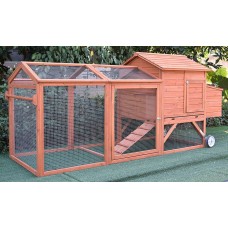 ChickenCoopOutlet 96" Wheel Wood Chicken Coop Backyard Hen House Nesting Box & Run New